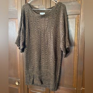 Kim Rogers, Brown 3/4 Sleeve Knit Tunic Sweater, Size large